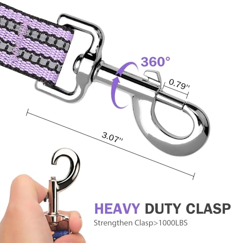 Hikiko Double Handle Traffic Dog Leash Reflective Training Walking Lead for Medium and Large Dogs (Lavender,4FT) - color: Lavender, size: 1 in x 4 ft