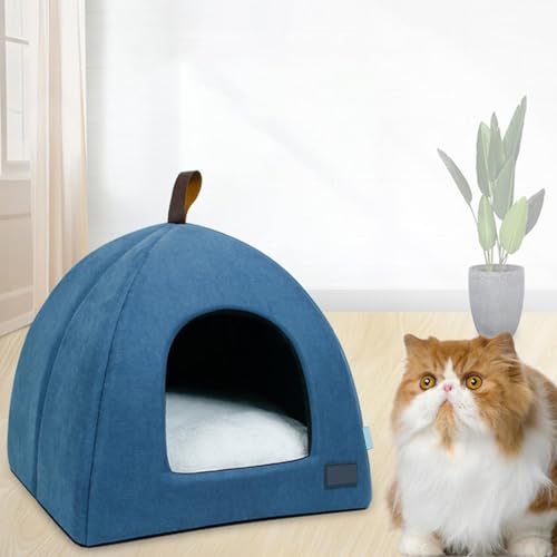 Zerone Pet Tent, Foldable Cat Bed Breathable Cat House Indoor Pet Tent Dog Bed with Mat (M) - color: Grey, size: M