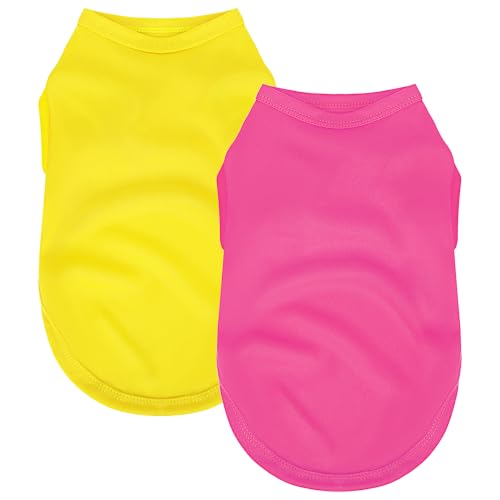 2 Pack Solid Color Dog Shirts - Lightweight, Quick Dry, Breathable Pet T-Shirts for Small to Large Dogs - Stretchy, Durable, Ideal for All Seasons and Holidays.Rose red&Yellow XL - color: Rose,Yellow, size: XL (20'' Chest)
