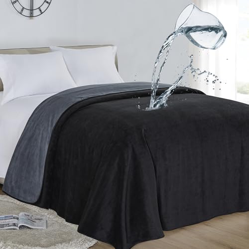 Softan Waterproof 100% Leak Proof Blanket for Baby Adults Pets Dogs Cats, Pee Proof, 3 Layer Protector for Bed, Sofa Couch and Other Furniture, 90"x90", Charcoal | Black, Reversible Lightweight - color: Charcoal|black, size: 90"x90"