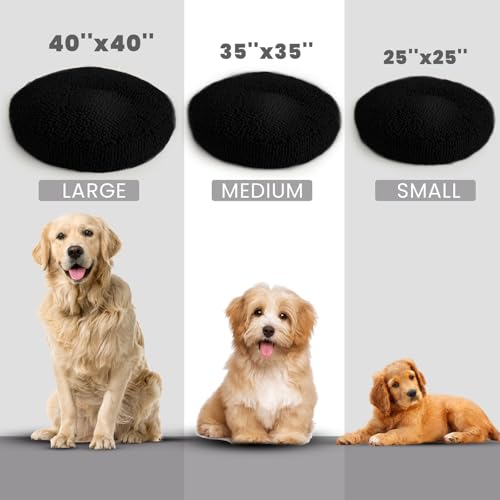 Muddy Mat® Cloud K-9 Bed for Dogs & Cats, Soft & Relaxing Donut Dog Bed, Chenille Material, Removable Cover, Washable & Dryer Safe–Black Small(25'x25') - color: Black, size: Small (25''X25'')