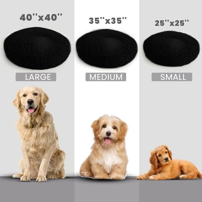 Muddy Mat®Cloud K-9 Bed for Dogs & Cats, Soft & Relaxing Donut Dog Bed, Chenille Material, Removable Cover, Washable & Dryer Safe–Black Medium(35'x35') - color: Black, size: Medium (35''X35'')