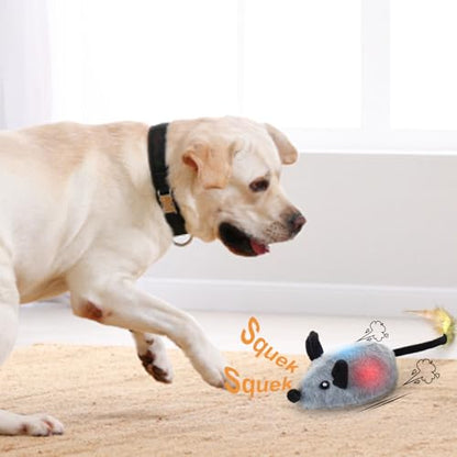 BABORUI Interactive Dog Toys Mouse, Remote Control Escaping Mice Squeaky Dog Toy with Lights & Auto-Turn, Rechargeable Moving Dog Toys for Small/Medium/Large Dogs & Cats(Grey) - color: Remote Control