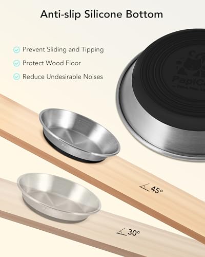 Stainless Steel Cat Bowls 3PCS, Non-Slip cat Food Dishes, Metal Pet Food and Water Bowls, Whisker Friendly with Wide and Shallow Design, 6.3'' Wide, 0.7mm Thick Steel, Ideal Pet Dish (3 PC-6.3in) - color: 3 PC-6.3in