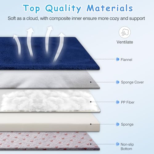 Super Soft Medium Dog Bed, 32 Inches Orthopedic Foam Pet Beds with Anti Slip Bottom, Dog Sleeping Mattress with Removable and Washable Cover, Blue M,32'' X 24'' X 3'' - color: Blue, size: 32.0"L x 24.0"W x 3.0"Th