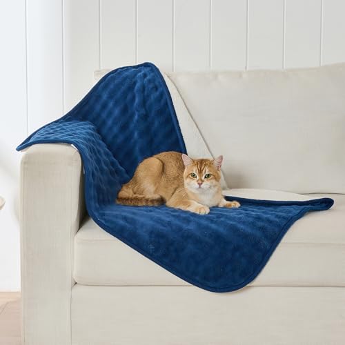 Waterproof Blanket for Bed Couch Sofa Car, Soft Leakproof Dog Blanket with 3D Bubble Pattern, Reversible Water Proof Pet Blankets for Dogs Cats Puppies (30"x40", Navy Blue) - color: Navy Blue, size: 30x40 inches