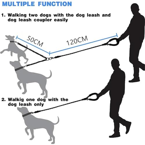 2 Two Dogs Leash Coupler Double Twin Lead Walking Dog Leashes(Blue) - color: Blue