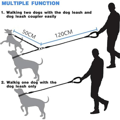2 Two Dogs Leash Coupler Double Twin Lead Walking Dog Leashes(Green) - color: Green