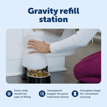 PetSafe Healthy Pet Food Station - Medium, 4 lb Kibble Capacity - Gravity Pet Feeder Dry Food Dispenser, Automatic Cat Feeder, Small to Medium Dog Feeder - Removable Stainless Steel Bowl Included - size: Medium