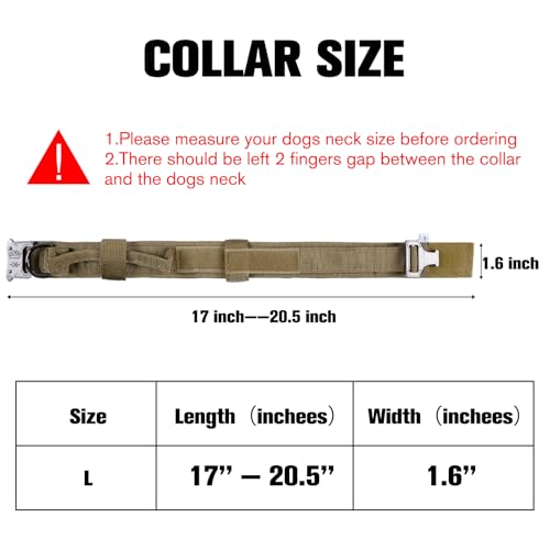 Tactical Dog Collar, Adjustable Nylon Military Dog Collar with Control Handle, Quick-Release Metal Buckle for Dog Training(Brown,L) - color: Brown