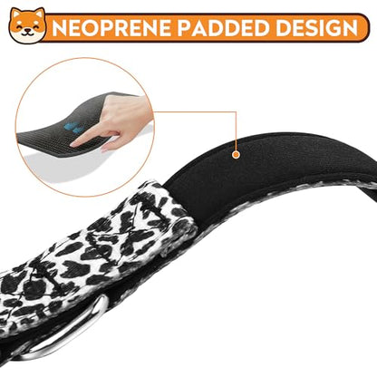 Reflective Dog Collar, Adjustable Soft Neoprene Padded Nylon Pet Collars with Buckle for Puppy and Small Dogs, Cats, Black White Cow,S - color: Black White Cow, size: Small