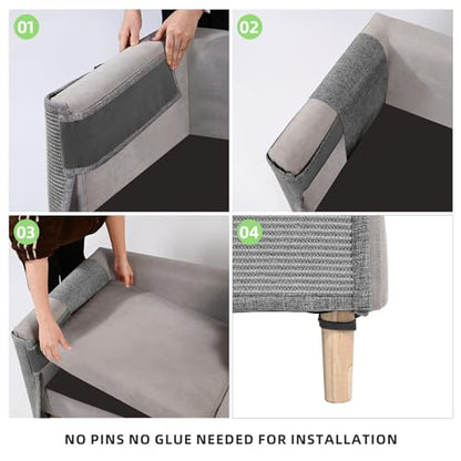 Cat Scratch Couch Protector,23.6" L*19.7" W Scratching Furniture Protector Pad,Cat Scratch Sofa Arm Sheild with Grey Natural Sisal for Protecting Couch Sofa Chair Furniture (Grey/Right Hand) - color: Grey