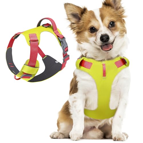 SlowTon No Pull Dog Harness - Super Lightweight with Handle & 2 Leash Clips for Small Medium Large Dogs, No Choke Adjustable Pet Vest Harness for Walking, Training, Hiking, Yellow XX-Small - color: Yellow, size: XX-Small (Chest 15-19")