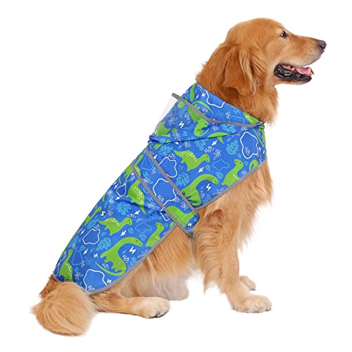HDE Dog Raincoat with Clear Hood Rain Jacket Poncho for Small Medium Large Dogs Dinosaurs - XL - color: Dinosaurs, size: X-Large