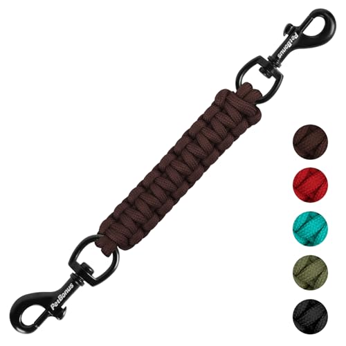 Dog Collar Safety Clip, Handmade Backup Safety Strap for Dog Harness, Prong, Pinch Collar, Double Ended Clasp Leash Connector (Brown) - color: Brown