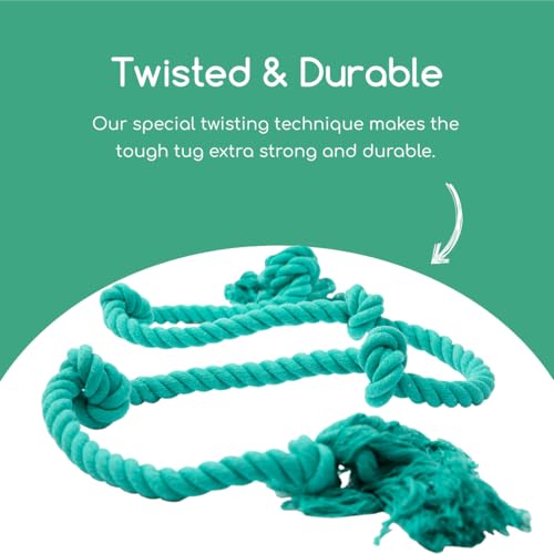 Tumbo Tough Tug Rope Dog Toy - (5 ft Long Strong and Durable Rope Pull Toy with Handle) TUG of WAR Dog Toy (Bahama Blue) - color: Bahama Blue