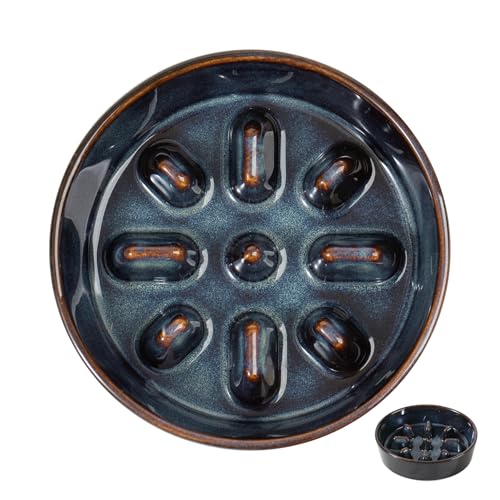 Havniva 0.9 Cup Slow Feeder Dog Bowls, 6.1” Ceramic Dog Slow Feeding Bowls for Small Dogs Puzzle Dog Food Bowls for Fast Eater, Pet Slow Feeding Dish Non-Slip & Anti-Choking - color: 1 x Starry Sky - C, size: S- 6.1inch / 0.9 Cups