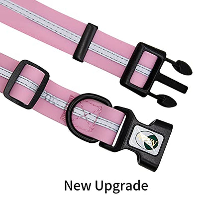 NIMBLE Dog Collar Waterproof Pet Collars Anti-Odor Durable Adjustable PVC & Polyester Soft with Reflective Cloth Stripe Basic Dog Collars S/M/L Sizes (Small (9.45”-14.17”inches), Lavender) - color: Lavender, size: Small (9.45”-14.17”inches)