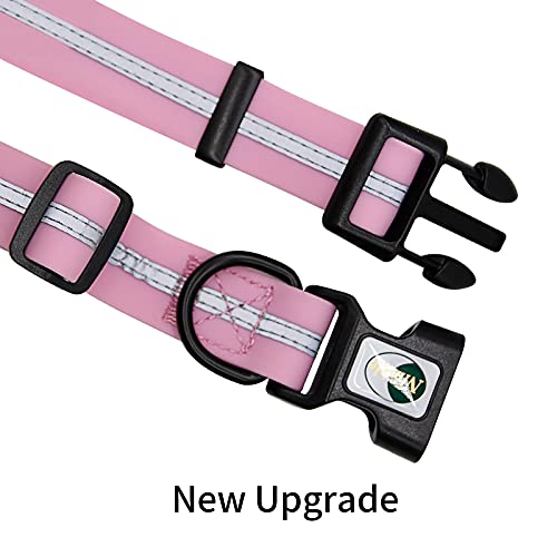 NIMBLE Dog Collar Waterproof Pet Collars Anti-Odor Durable Adjustable PVC & Polyester Soft with Reflective Cloth Stripe Basic Dog Collars S/M/L Sizes (Small (9.45”-14.17”inches), Lavender) - color: Lavender, size: Small (9.45”-14.17”inches)
