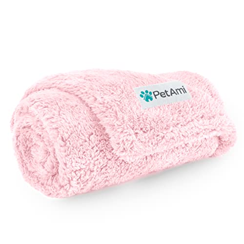 PetAmi Fluffy Waterproof Dog Blanket for Small Medium Dogs, Soft Warm Pet Sherpa Throw Pee Proof Couch Cover, Reversible Cat Puppy Bed Blanket Sofa Protector, Plush Washable Pad (Pink Blush, 24x32) - color: Pink, size: Small (24x32)