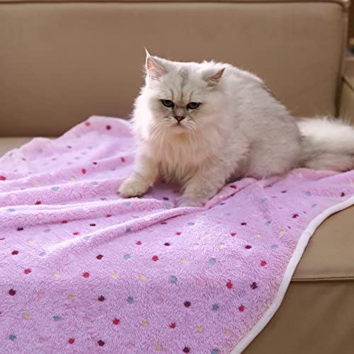 1 Pack 3 Blankets Super Soft Cute Dot Pattern Pet Blanket Flannel Throw for Dog Puppy Cat Blue/Purple/Grey Medium - color: Blue/Purple/Grey, size: 30x20 inch (Pack of 3)