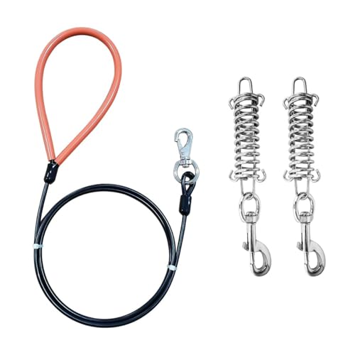 Dog Leash for Dogs Up to 250 Pound,Heavy Duty Leash Made of Coated Wire Rope for Large and Medium Dogs with Dog Leash Metal Shock Absorbing Spring