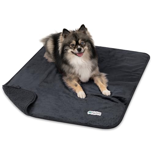 PetAmi Premium Waterproof Dog Blanket for Small Medium Dogs, Reversible Sherpa & Flannel Fleece, Leakproof Pet Throw for Couch Protection, Soft Plush Furniture Protector for Cats, Washable, 29x40 Grey - color: Gray, size: Medium (29x40)