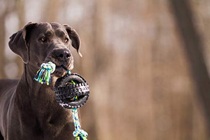 Pet Qwerks X-Tire Ball Dog Toys - Rope Interactive Chew Toy - Medium