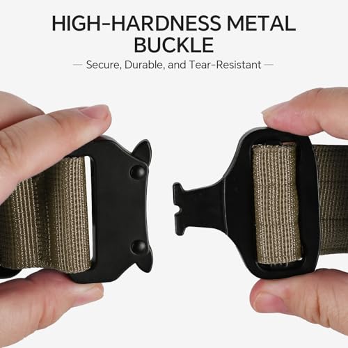 Tactical Thick Dog Collar, Adjustable Training Nylon Dog Collar, Heavy Duty Metal Buckle & Control Handle for Small Medium Large Dogs (L, Khaki) - color: Khaki, size: L