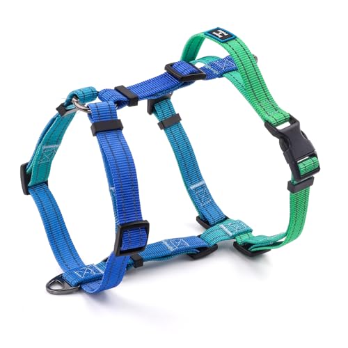 Roses&Poetry Dog Harness Medium Sized Dog, 6 Point Adjustable Fit No Pull Harness with Handle for Control and Easy Walking, Reflective Pet Halter Harnesses（Bluegreen-M） - color: BlueGreen（Harness Only Without Leash）, size: Medium
