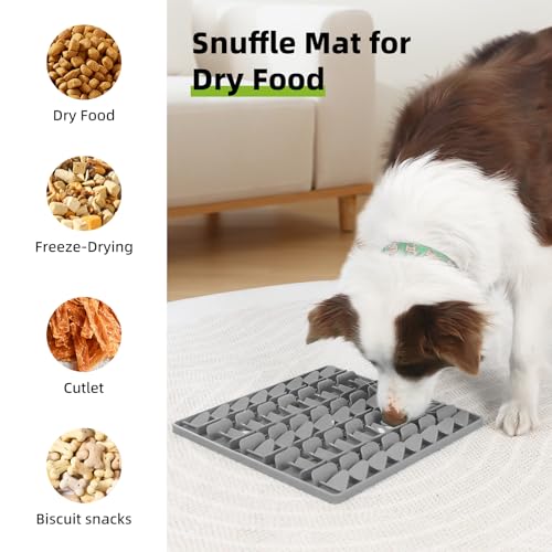 Snuffle Mat for Dogs, Silicone Snuffle Mat Dog Feeding Mat Slow Feeder, Encourages Natural Foraging Dog Sniff Mat, Stress Relief, Smell Training, Digging Toys for All Breed Dogs (Grey) - color: Grey