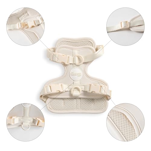 HNS1000L Arlo Extra Small Adjustable Soft Padded No Pull Pet Harness with 3 Buckles and 3 Leash Clips, Bailey - color: Almond, size: X-Small (Chest: 11.8 - 17")