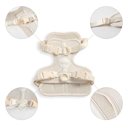 HNS1000L Arlo Extra Small Adjustable Soft Padded No Pull Pet Harness with 3 Buckles and 3 Leash Clips, Bailey - color: Almond, size: X-Small (Chest: 11.8 - 17")