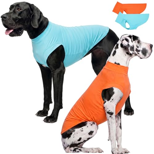2Pack Dog Shirts, Breathable Dog Cooling Shirt For Large Dogs, Sun Protection Dogs Cooling Vest Tank Tops, Lightweight Soft Stretchy Sun Shirts, Sleeveless Summer Pet Clothes - Orange+ Blue 5XL - color: Orange+Blue, size: Xxxxx-large