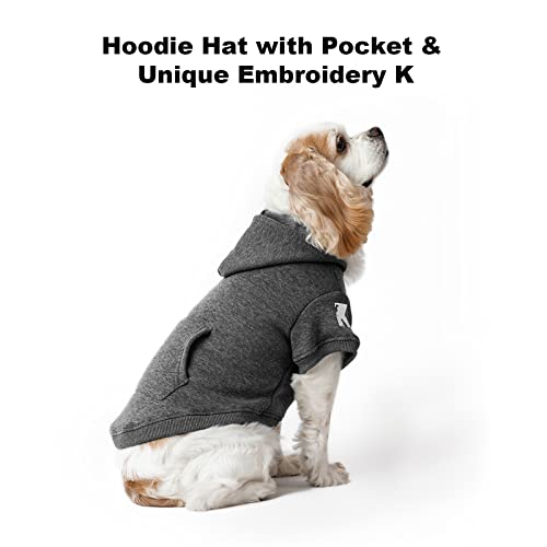 Dog Hoodie Fleece Puppy Clothes Warm Sweater with Hat for Small Dogs Cat Hooded Shirt Kitten Pet Basic Hoodies Sweatshirt with Pocket Doggie Soft Winter Coat Apparel (Grey; M) - color: Grey, size: M-(6~9lb) | Chest(~15.3")