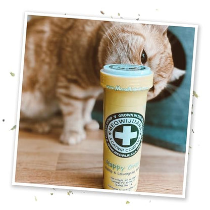 Meowijuana Strawberry Bundle | Get Sprung Refillable Strawberry Toy and Happy Grass Catnip Blend | Promotes Play and Cat Health | Includes North American Organic Catnip