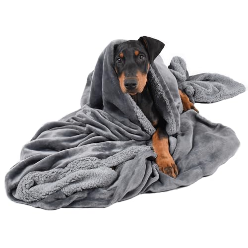 Grey Large Dog Blanket, Super Soft Fluffy Sherpa Fleece Dog Couch Blankets and Throws for Large Medium Small Dogs Puppy Doggy Pet Cats, 50x60 inches - color: Dark Grey