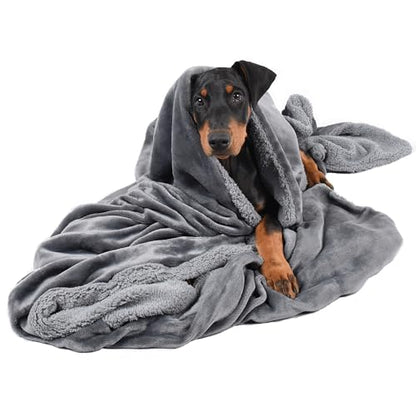 Grey Large Dog Blanket, Super Soft Fluffy Sherpa Fleece Dog Couch Blankets and Throws for Large Medium Small Dogs Puppy Doggy Pet Cats, 50x60 inches - color: Dark Grey
