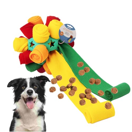 PAWISE Snuffle Ball for Dogs, Sniffle Treat Puzzle Toy, Dog Snuffle Ball Slow Feeder, Enrichment Toy for Mental Stimulation, Machine Washable for Small Dogs (Random Color Streaks) (Small) - size: Small