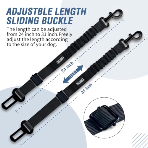 Dog Seat Belt,3 Piece Set Retractable Dog Car Adjustable Seatbelts for Vehicle Nylon Pet Safety Heavy Duty & Elastic & Durable Car Harness for Dogs - color: Set 07-Black+Grey Blue