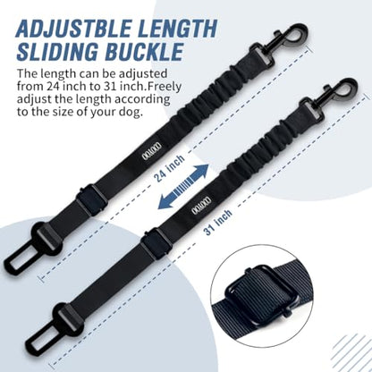 Dog Seat Belt,3 Piece Set Retractable Dog Car Adjustable Seatbelts for Vehicle Nylon Pet Safety Heavy Duty & Elastic & Durable Car Harness for Dogs - color: Set 07-Black+Grey Blue