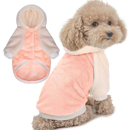 FabriCastle Dog Hoodie Sweater for Small Dogs Boy and Girl, Small Dog Clothes XS XXS Puppy Sweatshirt, Pet Outfit, Cat Clothing Super Soft Warm Snap On Closure (Peach-Cream, XX-Small) - color: Peach-Cream, size: XX-Small
