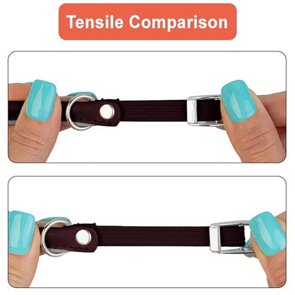 OOPSDOGGY Rolled Leather Cat Collar with Bell, Reflective Kitten Collars with Buckle Include Safety Elastic Strap - Adjustable Small Pet Collars for Boy Girl Cats (Burgundy) - color: Burgundy