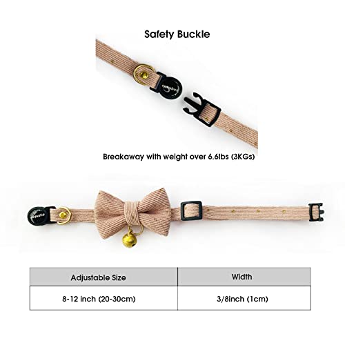 Safety Quick Release Cat Collars, Soft Kitten Collars with Detachable Bow Tie and Bell, Pack of 2, Adjustable 20-30 cm (20-30cm, Carolline+Steel Blue) - color: Carolline+Steel Blue