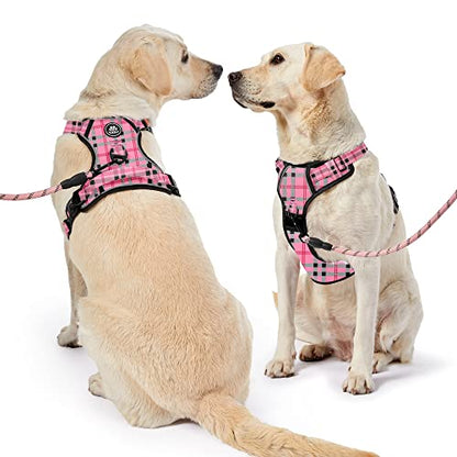 No Pull Dog Harness with Leash, Reflective No Choke Pet Vest Harness,Adjustable Soft Padded Dog Harness with Easy Control Handle for Small Dogs(Checkered Pink,Small) - color: Checkered Pink, size: 【S】neck 11-15" chest 15-21"