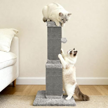 Cat Scratching Post, 32 Inch Cat Scratching Posts for Large Cats, Scratching Posts for Indoor Cats Adults, Cat Scratch Post with Nature Sisal, Full Gray - color: Full Gray