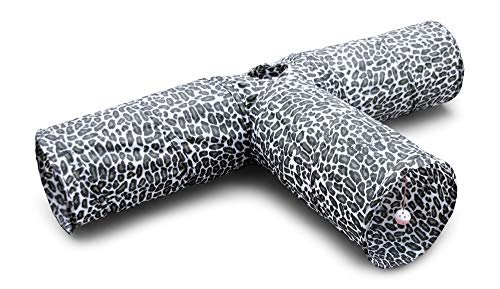 Feline Ruff 3 Way Cat Tunnel. Extra Large 12 Inch Diameter and Extra Long. A Big Collapsible Play Toy. Wide Pet Tunnel Tube for Rabbits, Kittens, Large Cats, and Dogs (Animal Print) - color: Animal Print