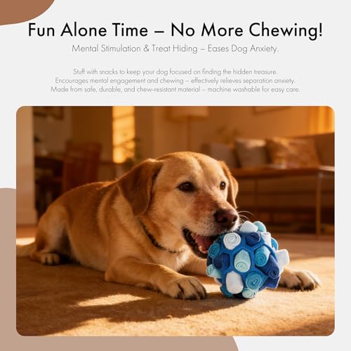 Mira's Pocket Dog Snuffle Ball Toy, Mental Stimulation Chew Toy for Dogs & Cats, 14cm Licking Mat Treat Dispensing Ball with Hollow Design, Slow Feeder for Fast Eaters (Blue) - color: Blue