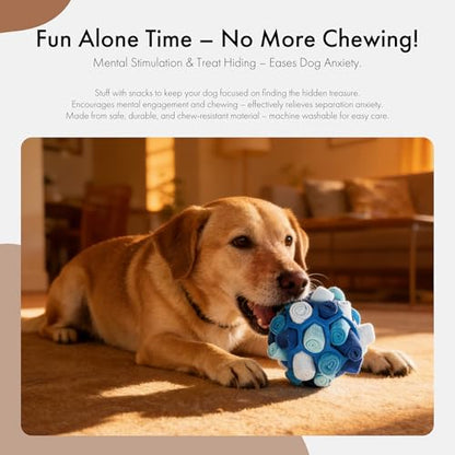 Mira's Pocket Dog Snuffle Ball Toy, Mental Stimulation Chew Toy for Dogs & Cats, 14cm Licking Mat Treat Dispensing Ball with Hollow Design, Slow Feeder for Fast Eaters (Blue) - color: Blue