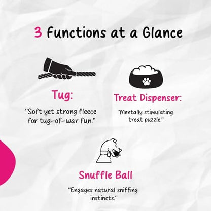 Chelsy's Toys 3-in-1 Enrichment Tube for Dogs - Tug Toy, Treat Dispenser & Snuffle Ball | Fleece Rope Dog Toy | Tug of War | Interactive Dog Treat Puzzle for Dogs & Puppies | Wet/Freeze Teether (Lav) - color: Lavender
